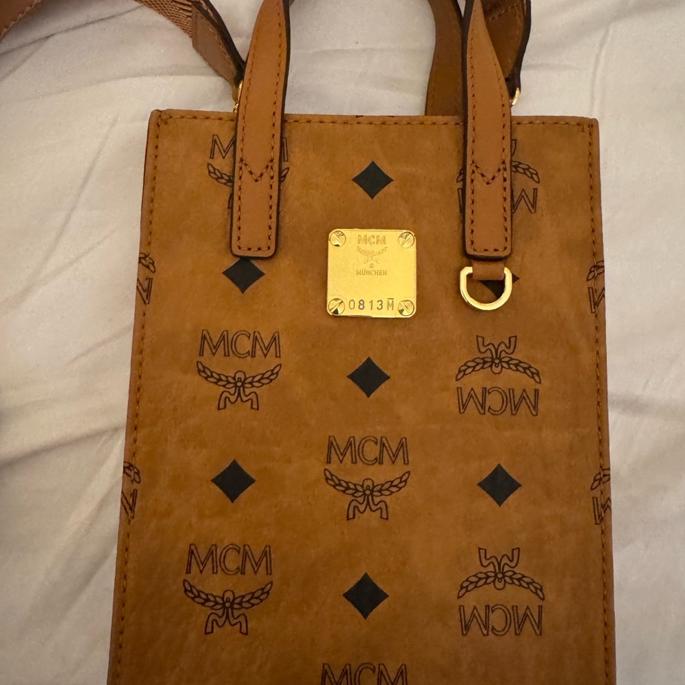 MCM Tan Leather Tote Bag
